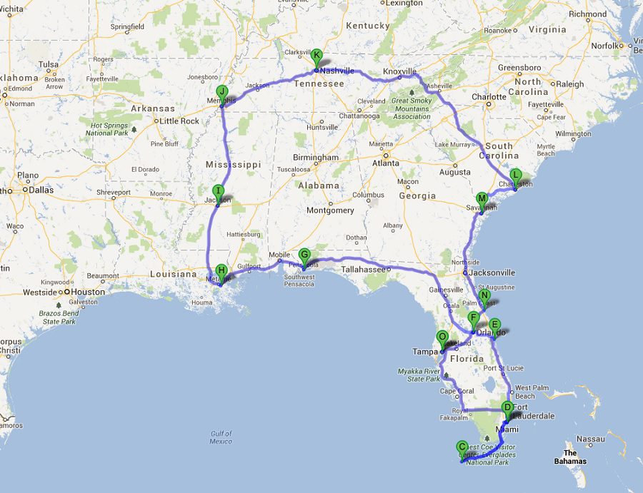 "2013 Road trip map - The Marinovich's"