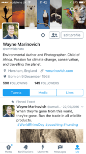 "Twitter account for Marinovich photography"