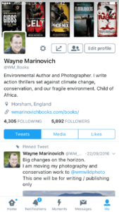 "Twitter account for Marinovich books"