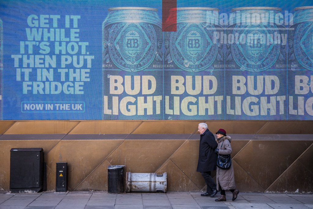 “Bud Light couple out for a walk - Marinovich Street Photography"